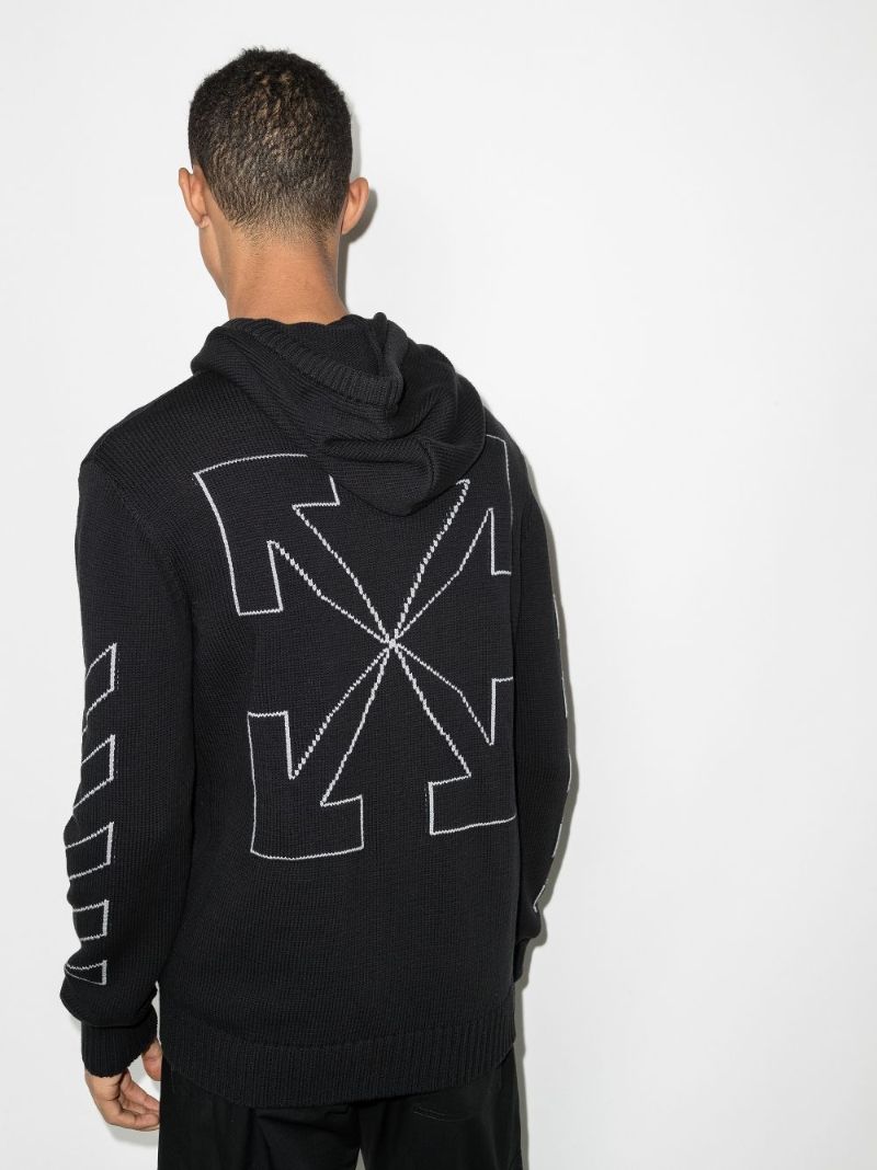 Diag Outline Knitted Zip-up Hoodie