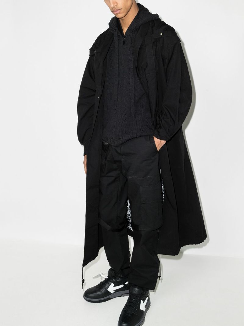 Diag Outline Knitted Zip-up Hoodie