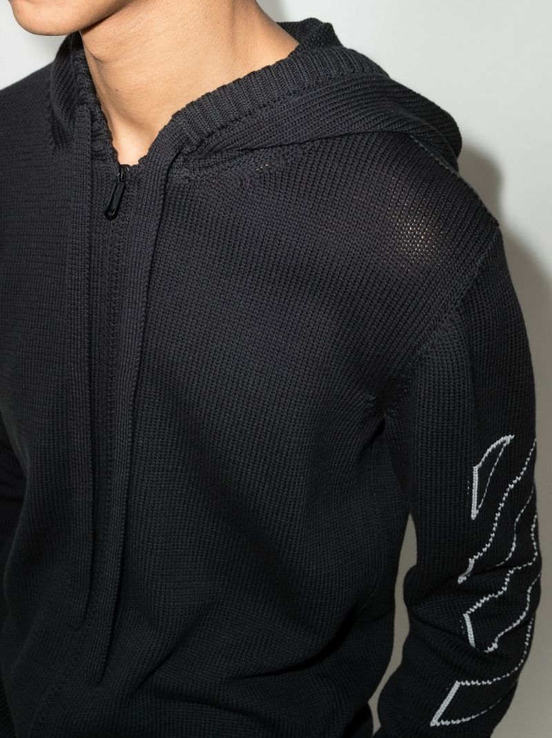 Diag Outline Knitted Zip-up Hoodie