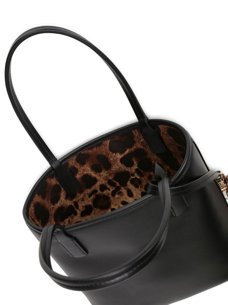 Black Logo Leather Tote Bag