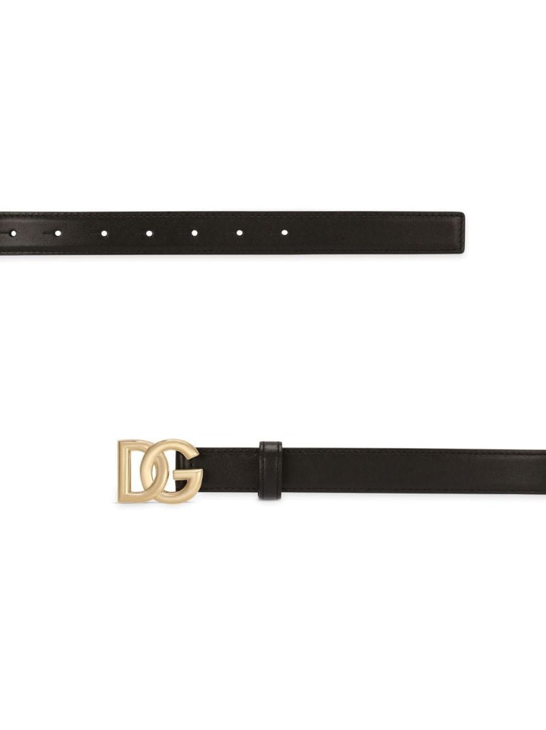 Black Logo Leather Belt