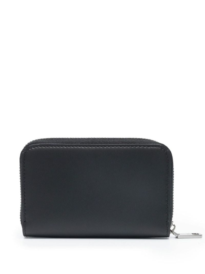 Black Logo Leather Zip Wallet