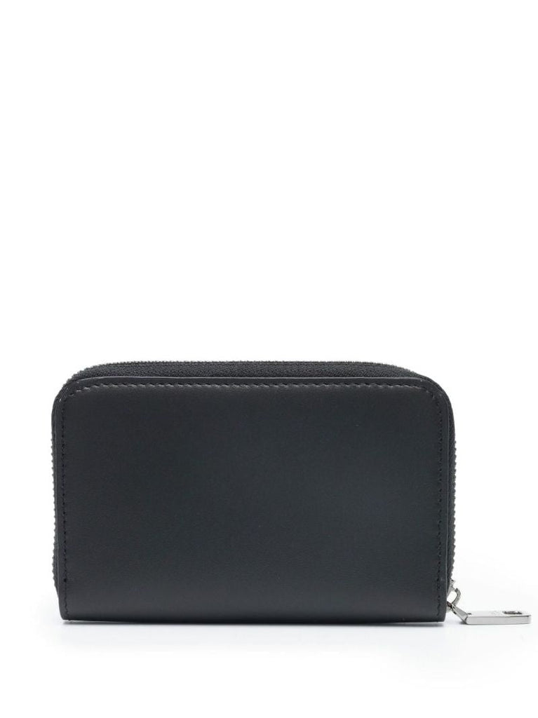 Black Logo Leather Zip Wallet