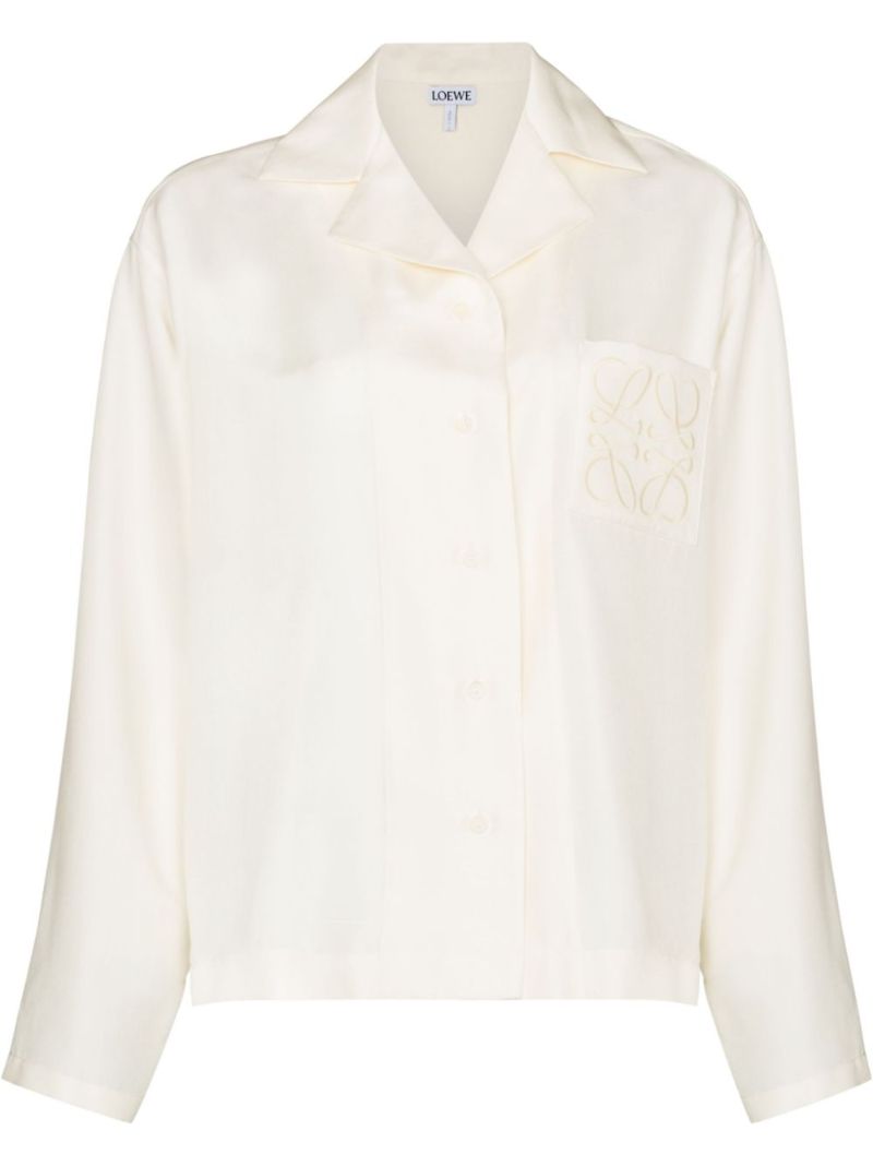 White Anagram Silk Pyjama Shirt