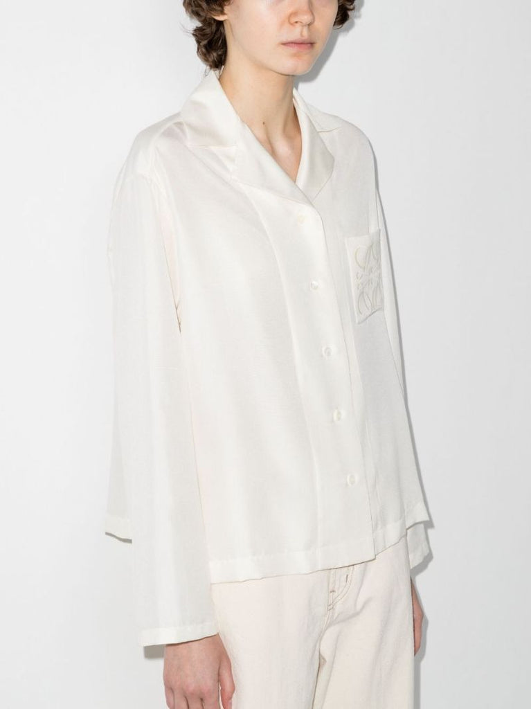 White Anagram Silk Pyjama Shirt