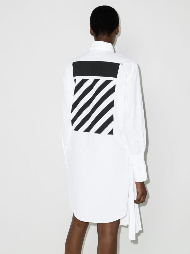 White Asymmetric Cotton Mini Shirt Dress