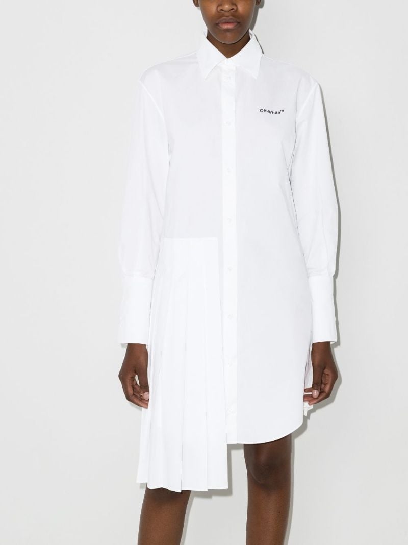 White Asymmetric Cotton Mini Shirt Dress