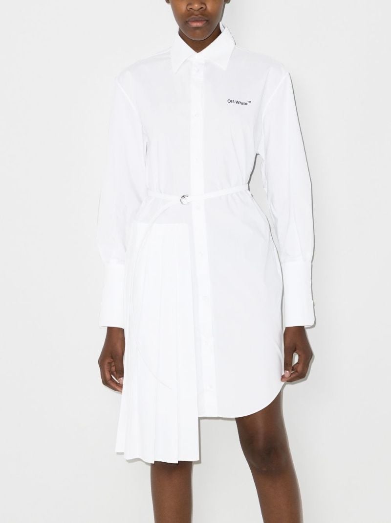 White Asymmetric Cotton Mini Shirt Dress