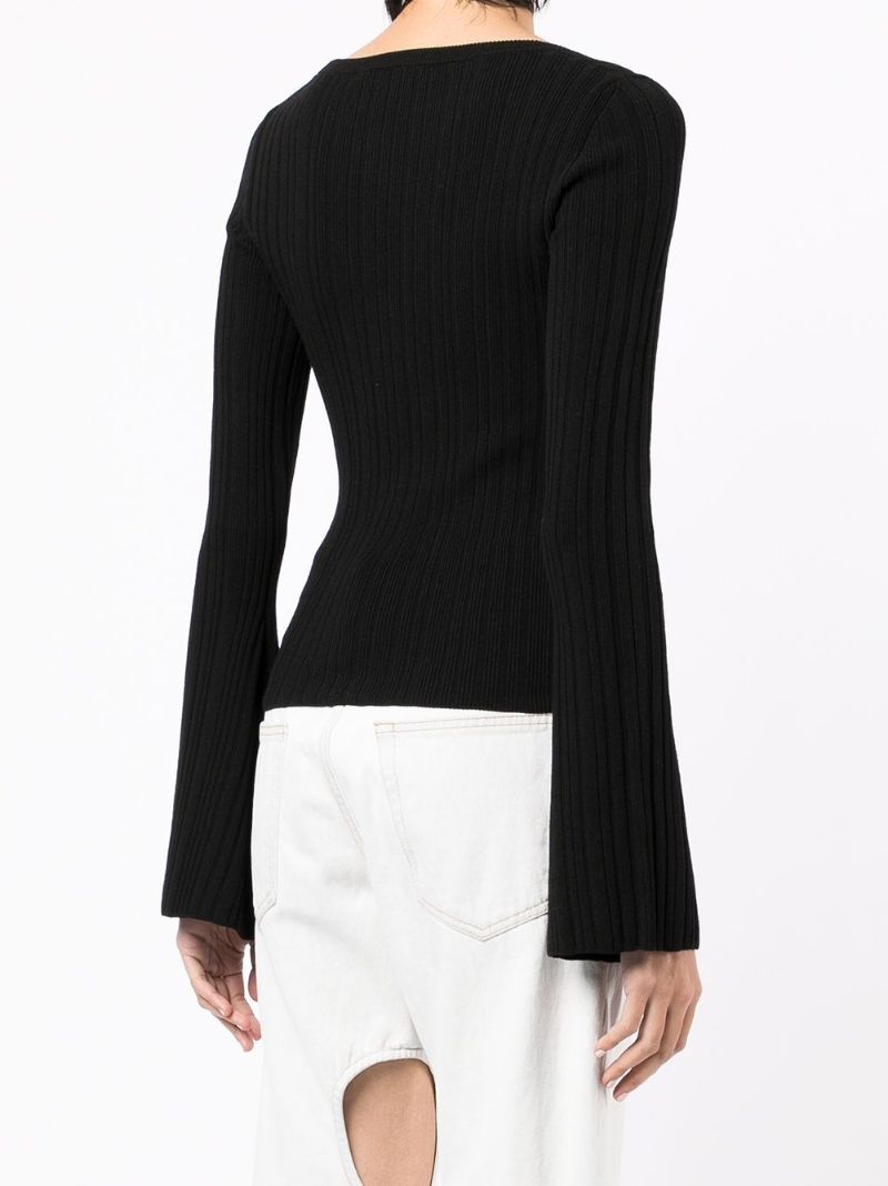 Black Logo Print Ribbed Top