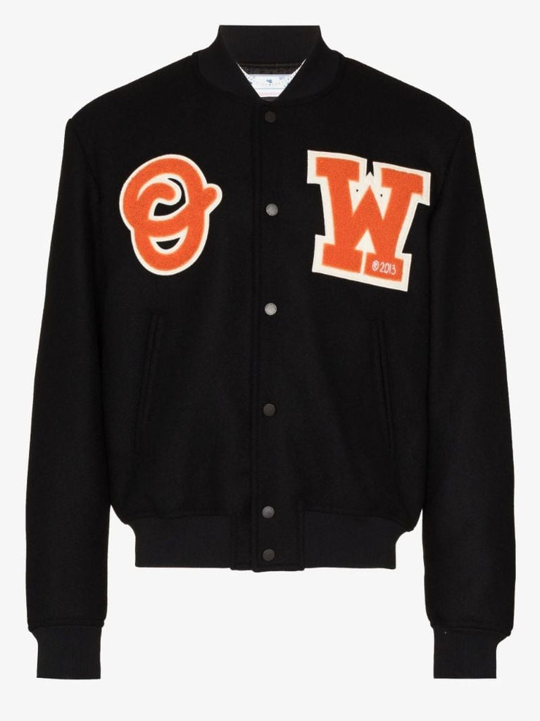 Black Ow Patch Varsity Jacket