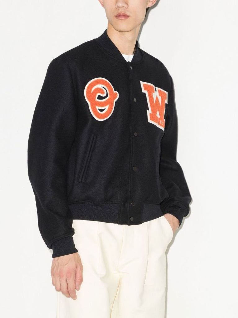 Black Ow Patch Varsity Jacket