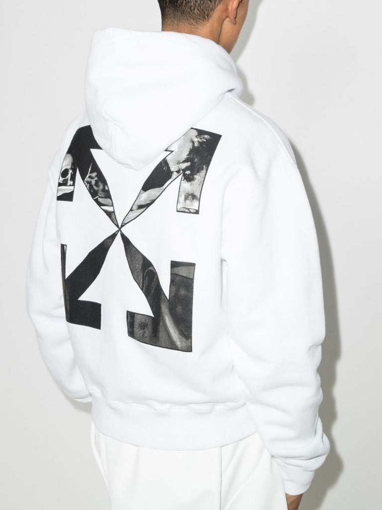 White Caravaggio Arrow Logo Hoodie