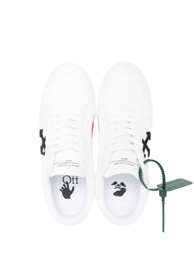 White Vulcanised Canvas Low Top Sneakers