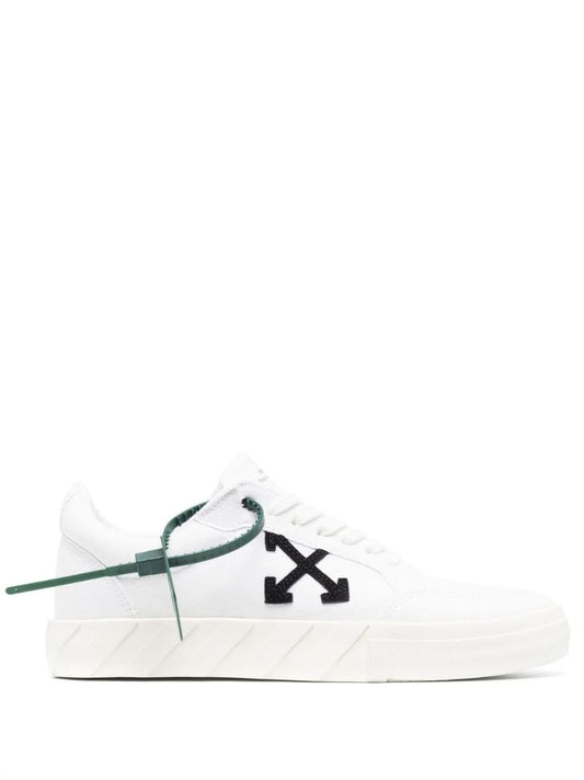 White Vulcanised Canvas Low Top Sneakers