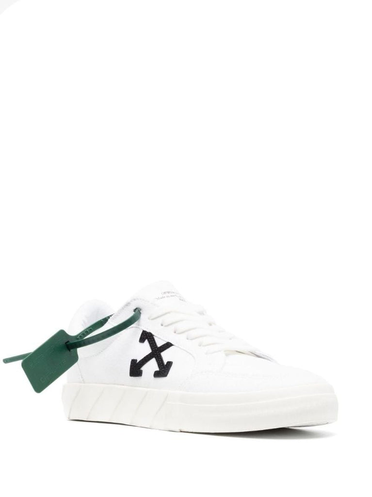 White Vulcanised Canvas Low Top Sneakers