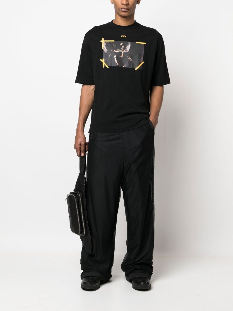 Black Caravaggio Print Cotton T-shirt