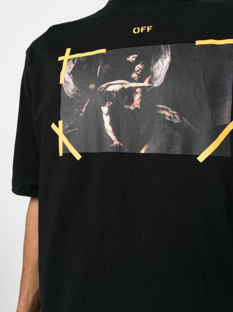 Black Caravaggio Print Cotton T-shirt