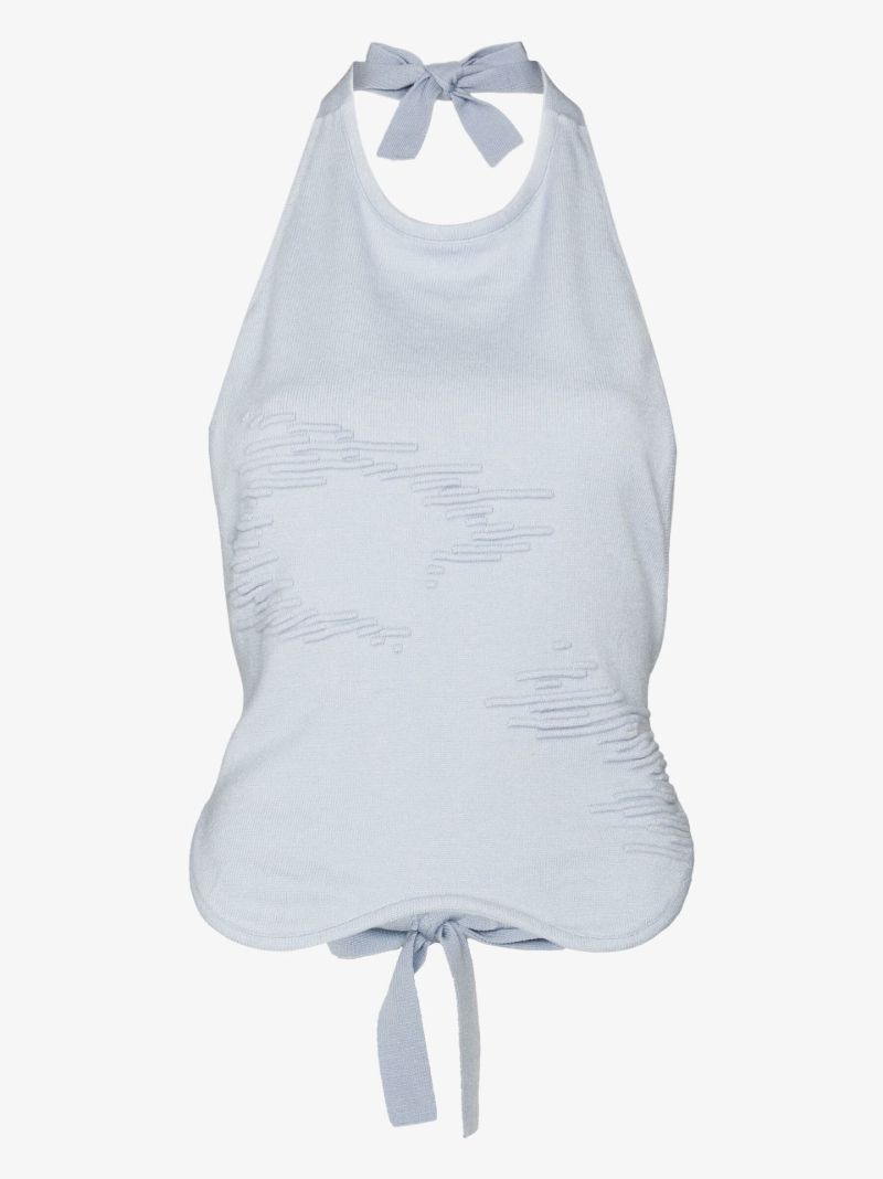 X Browns Focus Blue Muscle Open Back Knitted Top