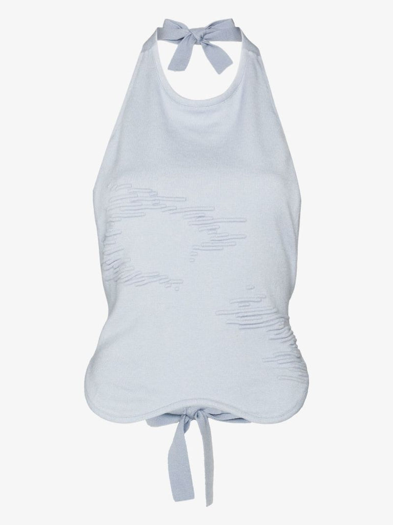X Browns Focus Blue Muscle Open Back Knitted Top