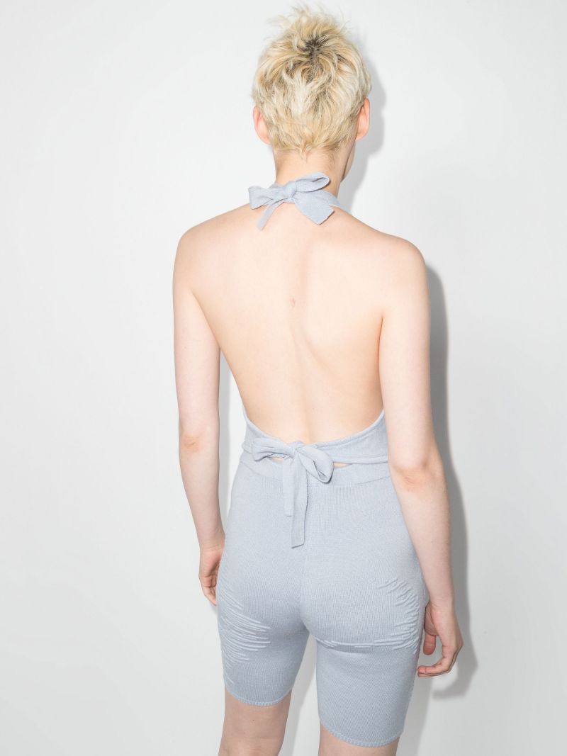 X Browns Focus Blue Muscle Open Back Knitted Top