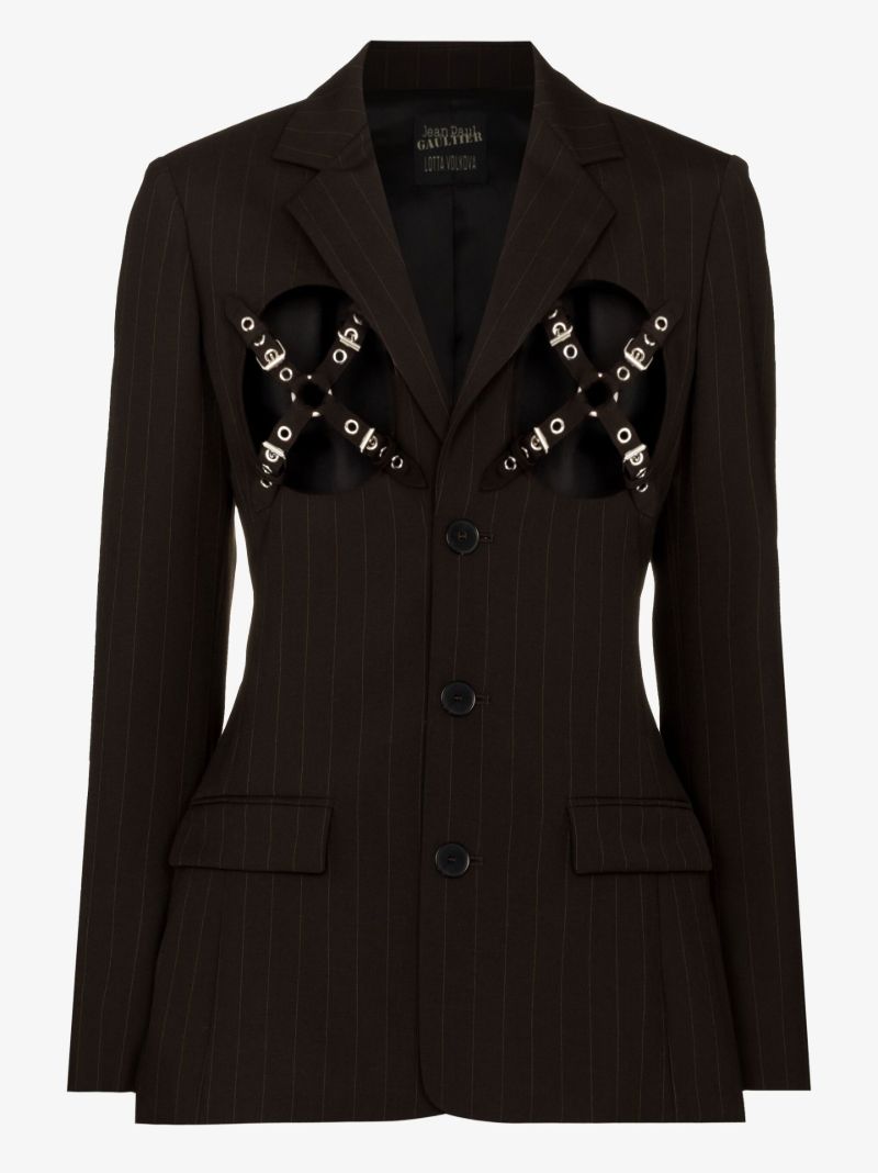 X Lotta Volkova Pinstripe Single-breasted Wool Blazer