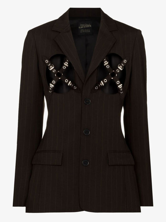 X Lotta Volkova Pinstripe Single-breasted Wool Blazer