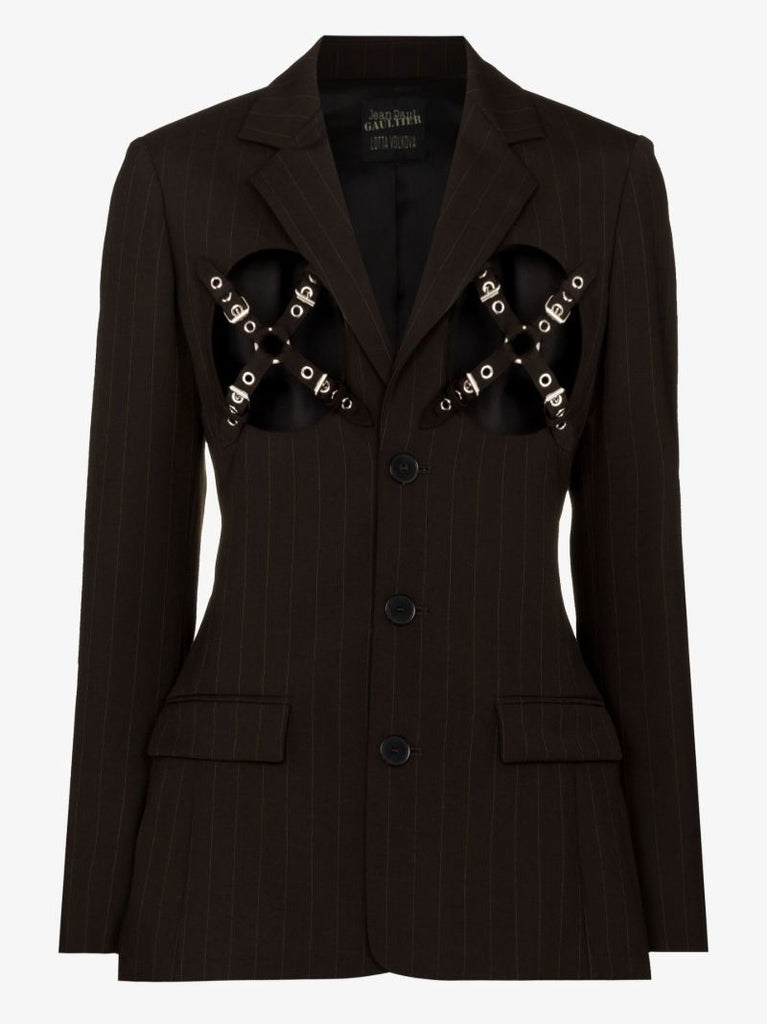 X Lotta Volkova Pinstripe Single-breasted Wool Blazer