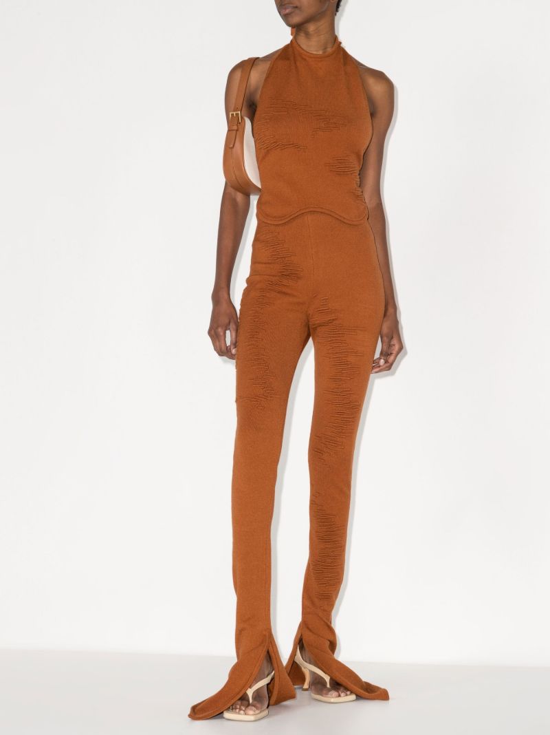 X Browns Focus Brown Muscle Open Back Knitted Top