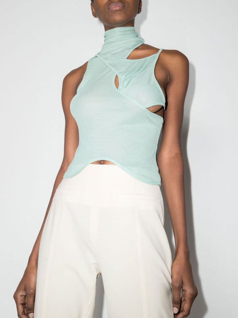 X Browns Focus Blue Ricky Layered Cutout Top
