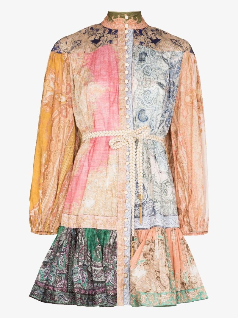 Anneke Spliced Lantern Cotton Mini Dress