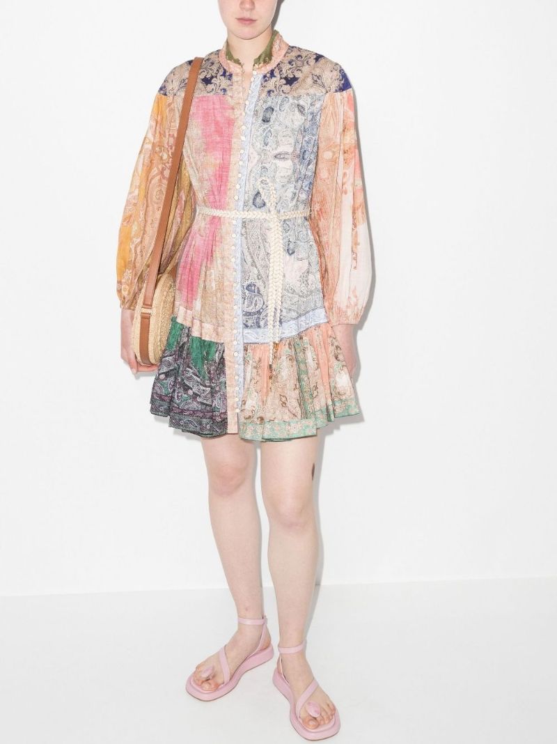 Anneke Spliced Lantern Cotton Mini Dress