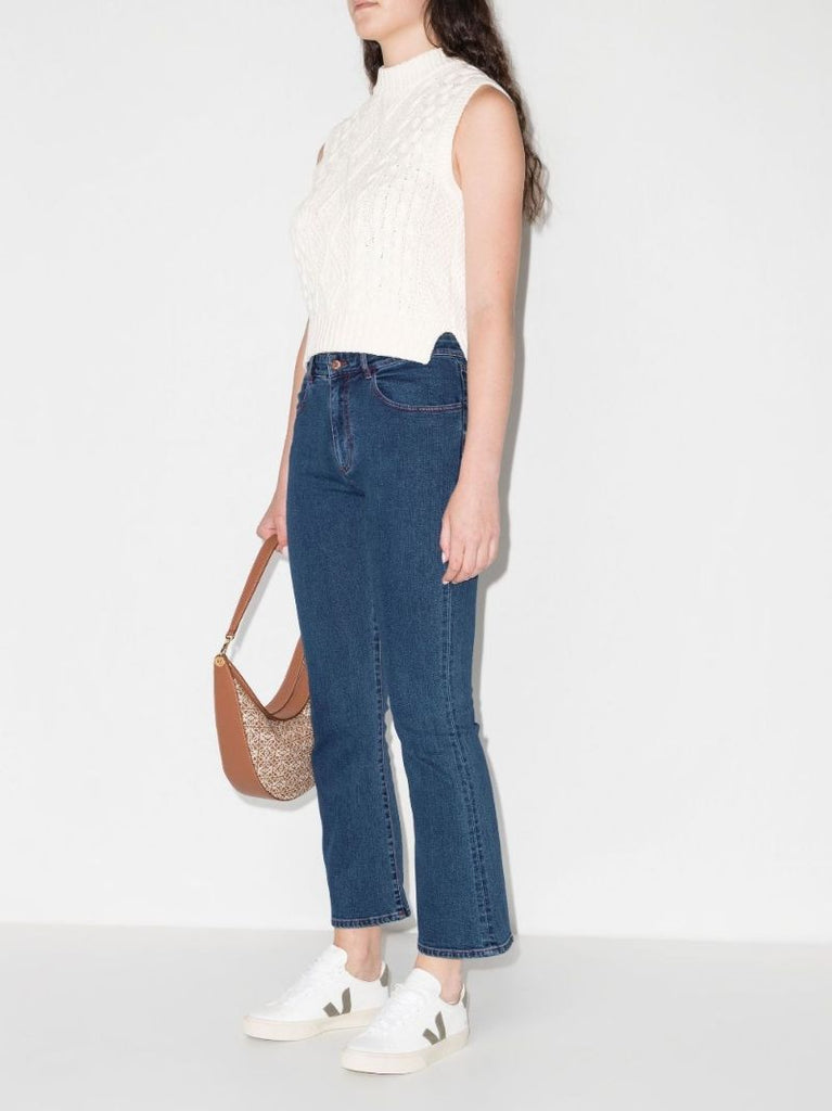 Blue Flared Cropped Jeans