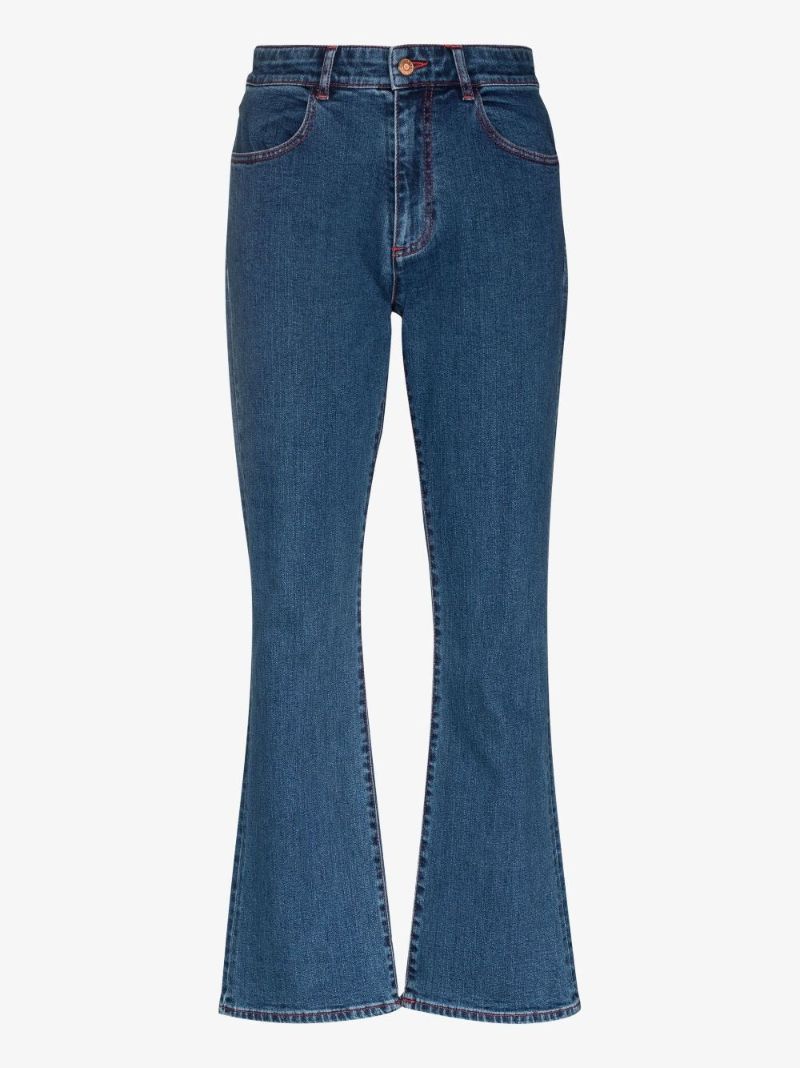 Blue Flared Cropped Jeans