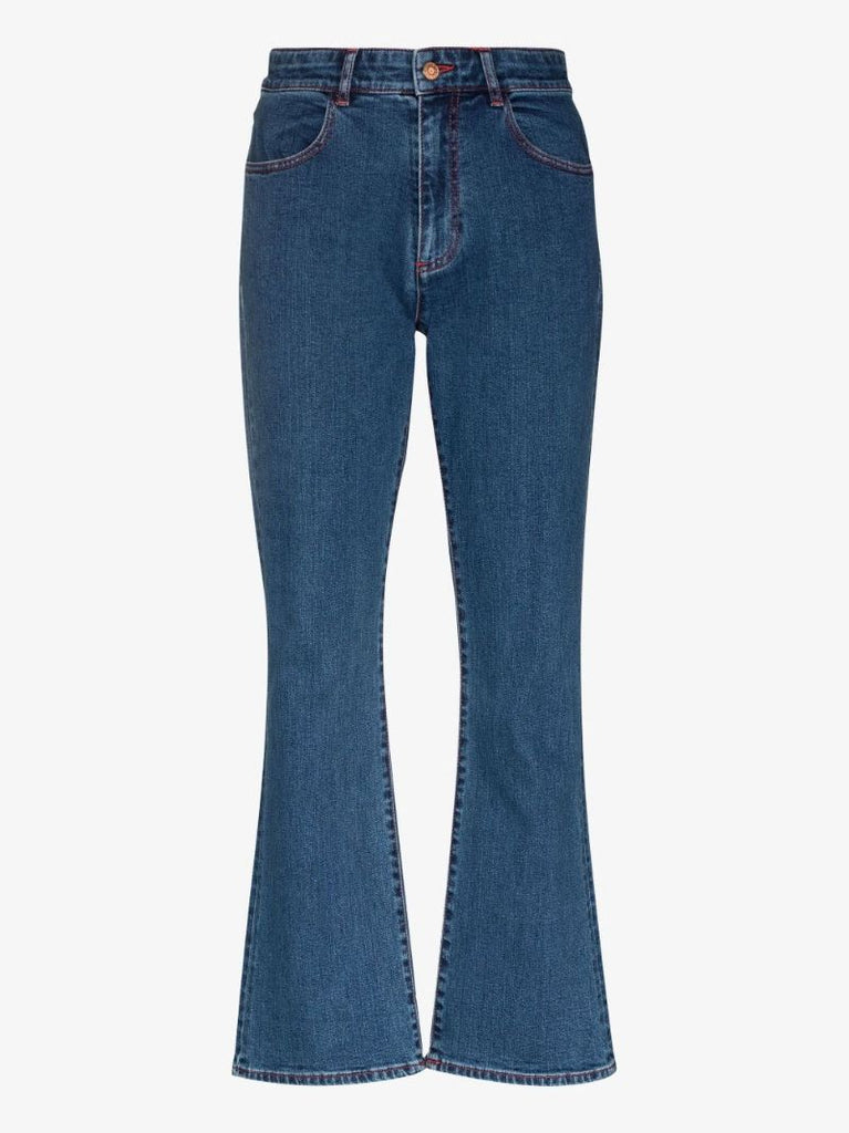 Blue Flared Cropped Jeans