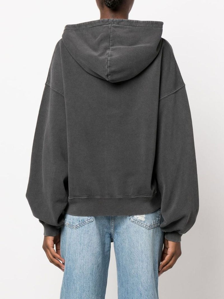 Grey Alec Logo Print Cotton Hoodie