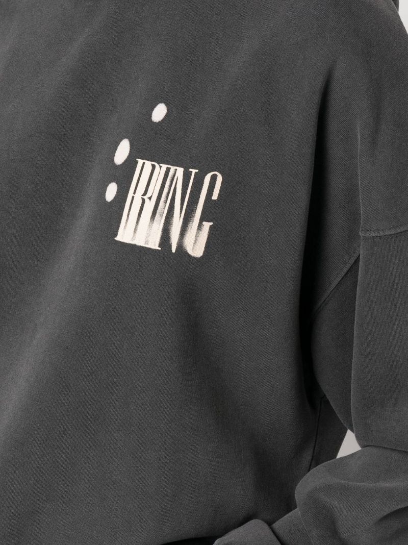 Grey Alec Logo Print Cotton Hoodie