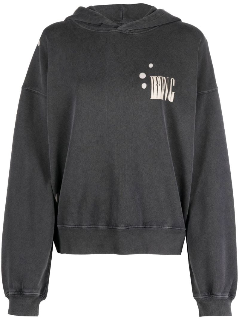 Grey Alec Logo Print Cotton Hoodie