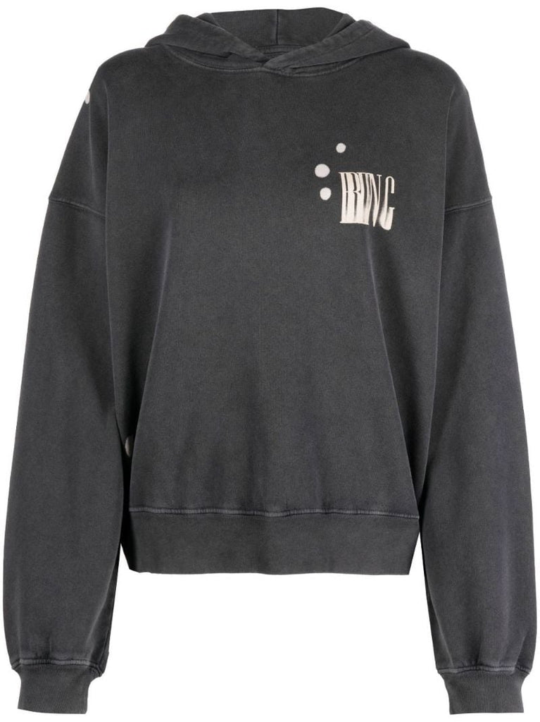 Grey Alec Logo Print Cotton Hoodie