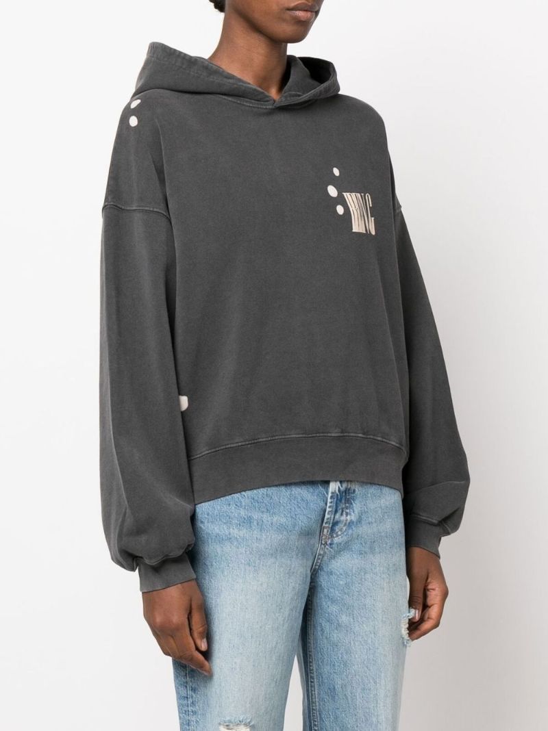 Grey Alec Logo Print Cotton Hoodie