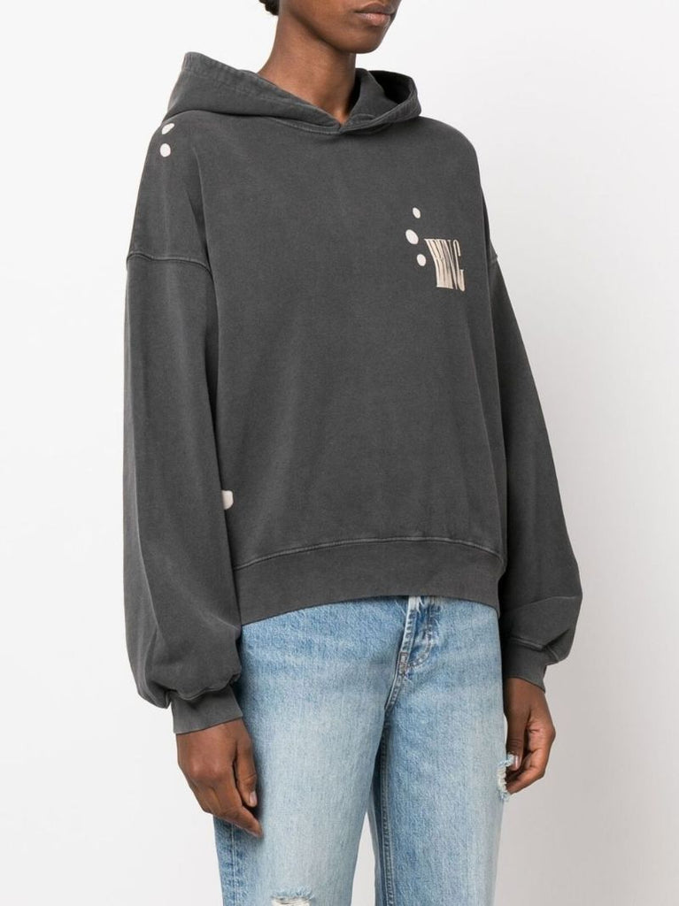 Grey Alec Logo Print Cotton Hoodie