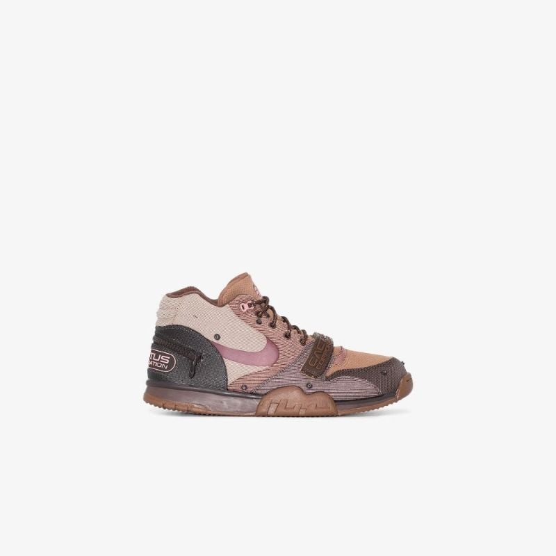 X Travis Scott Brown Cactus Jack Air 1 High Top Sneakers