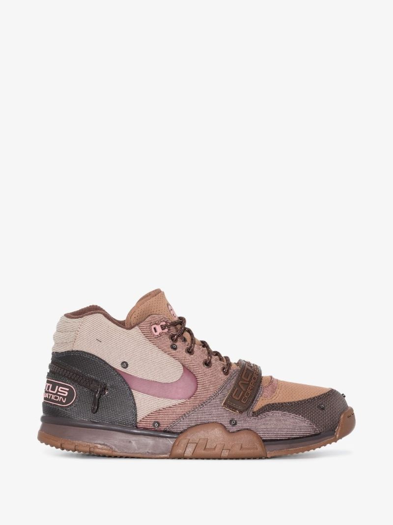X Travis Scott Brown Cactus Jack Air 1 High Top Sneakers