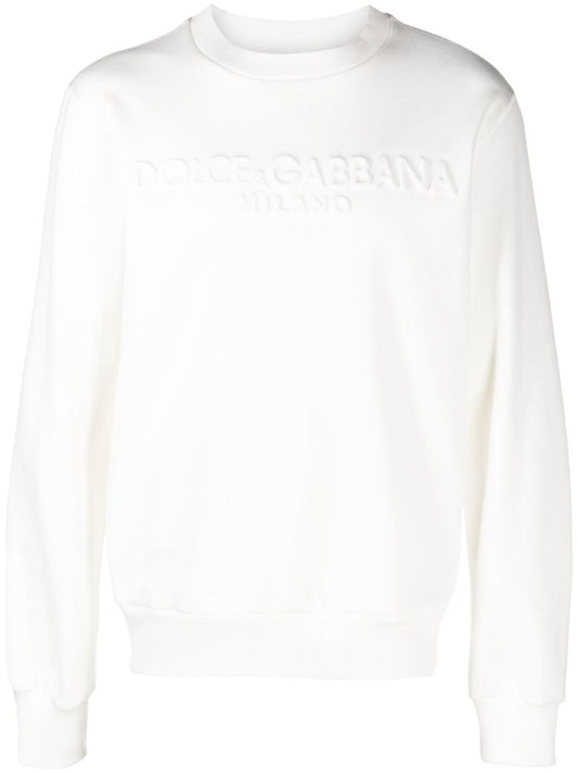 White Embossed Logo Sweatshirt