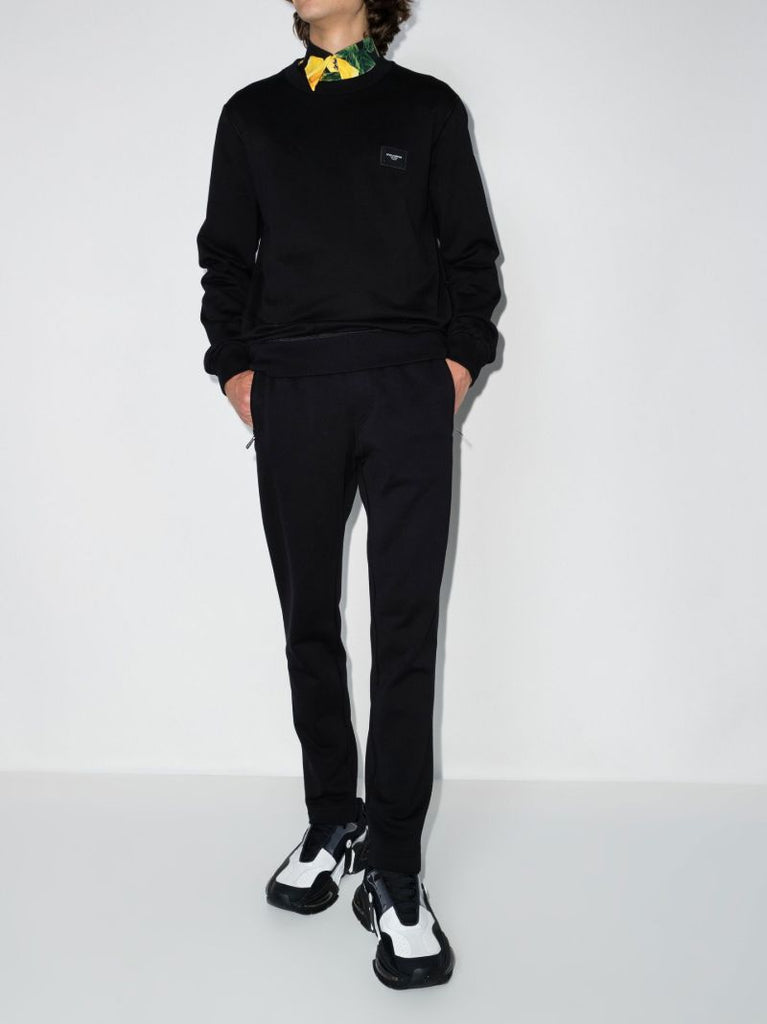 Black Logo Cotton Track Pants