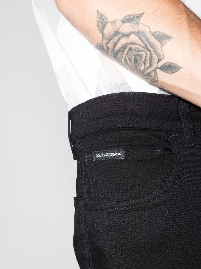 Black Logo Patch Straight Leg Jeans