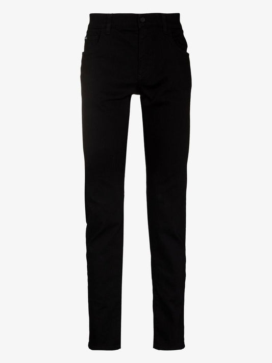 Black Logo Patch Straight Leg Jeans