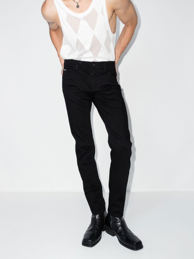 Black Logo Patch Straight Leg Jeans