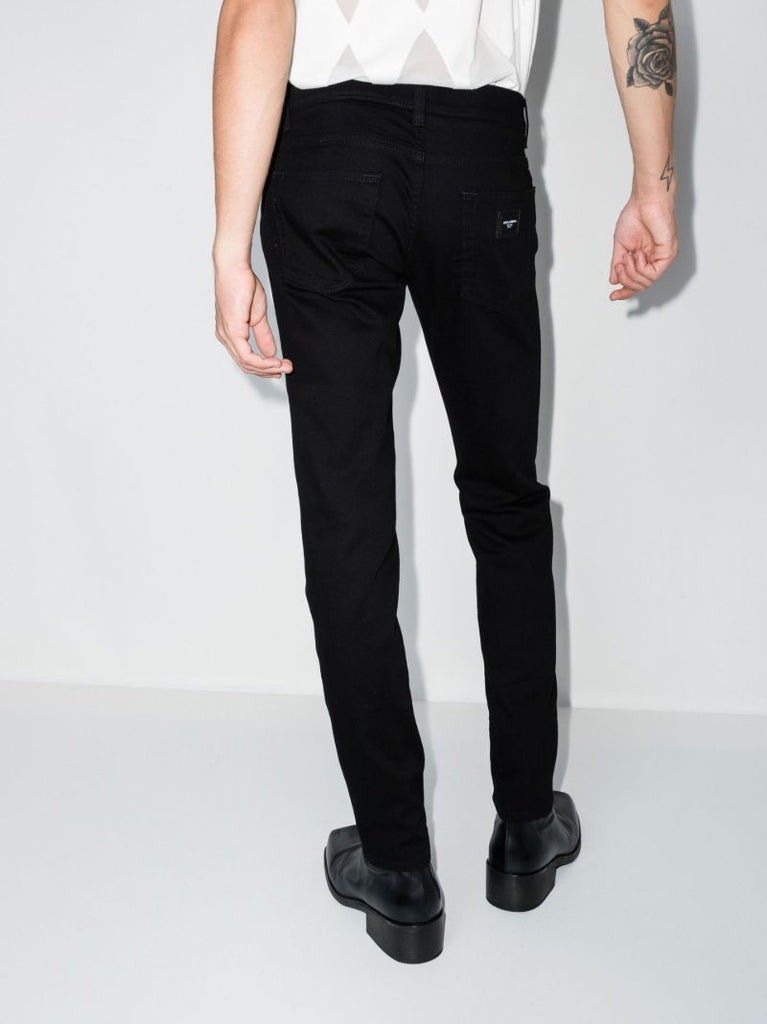 Black Logo Patch Straight Leg Jeans
