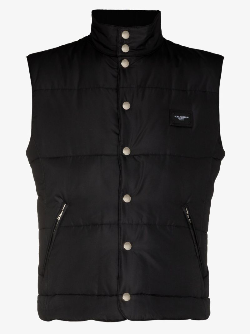 Black Logo Patch Padded Gilet