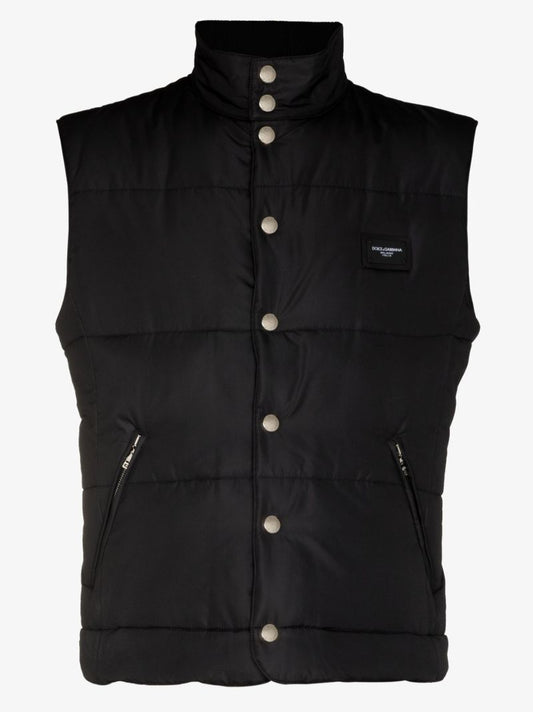 Black Logo Patch Padded Gilet